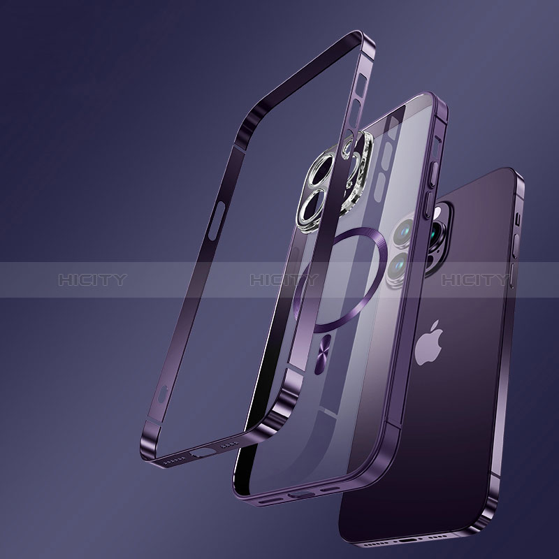 Schutzhülle Luxus Metall Rahmen und Kunststoff Schutzhülle Tasche mit Mag-Safe Magnetic Magnetisch LK3 für Apple iPhone 13 Pro Max groß