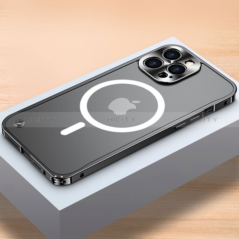 Schutzhülle Luxus Metall Rahmen und Kunststoff Schutzhülle Tasche mit Mag-Safe Magnetic Magnetisch QC1 für Apple iPhone 13 Pro Max groß