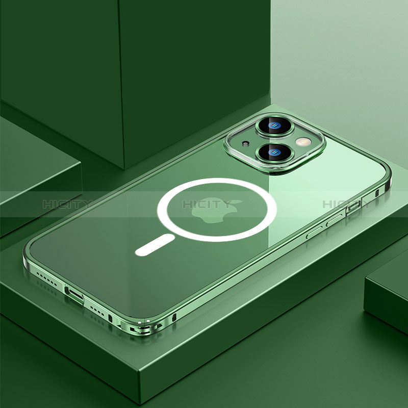 Schutzhülle Luxus Metall Rahmen und Kunststoff Schutzhülle Tasche mit Mag-Safe Magnetic Magnetisch QC3 für Apple iPhone 13 groß