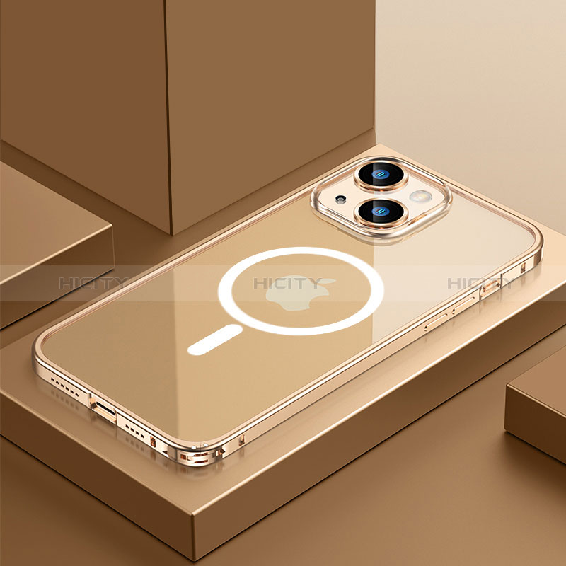 Schutzhülle Luxus Metall Rahmen und Kunststoff Schutzhülle Tasche mit Mag-Safe Magnetic Magnetisch QC3 für Apple iPhone 13 Mini