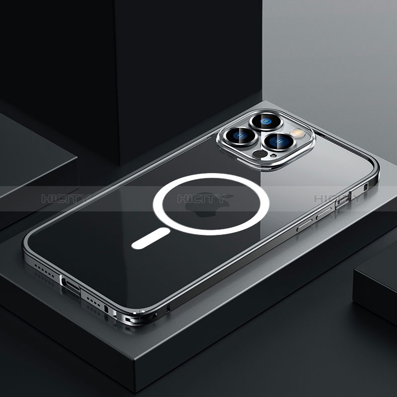 Schutzhülle Luxus Metall Rahmen und Kunststoff Schutzhülle Tasche mit Mag-Safe Magnetic Magnetisch QC3 für Apple iPhone 13 Pro