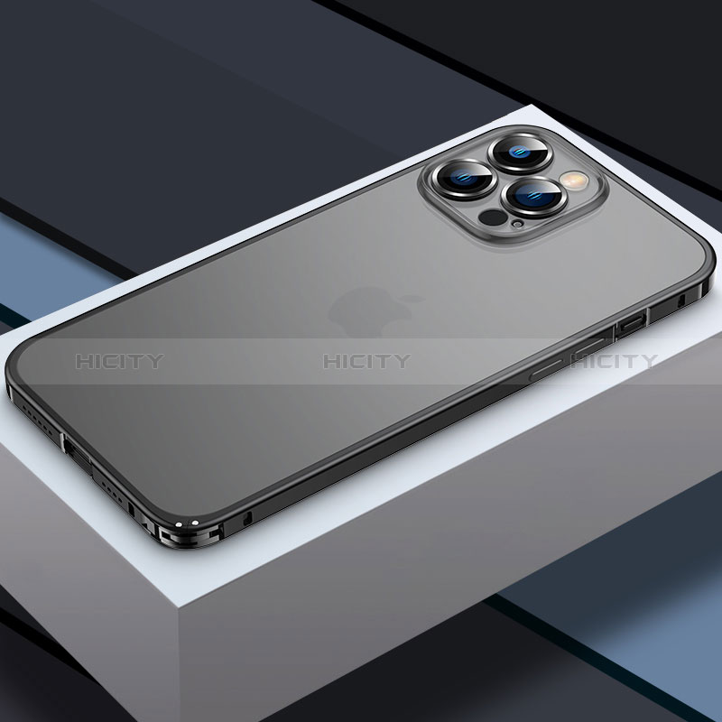 Schutzhülle Luxus Metall Rahmen und Kunststoff Schutzhülle Tasche QC3 für Apple iPhone 13 Pro Max groß