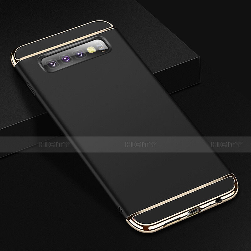 Schutzhülle Luxus Metall Rahmen und Kunststoff Schutzhülle Tasche T01 für Samsung Galaxy S10 5G Schwarz
