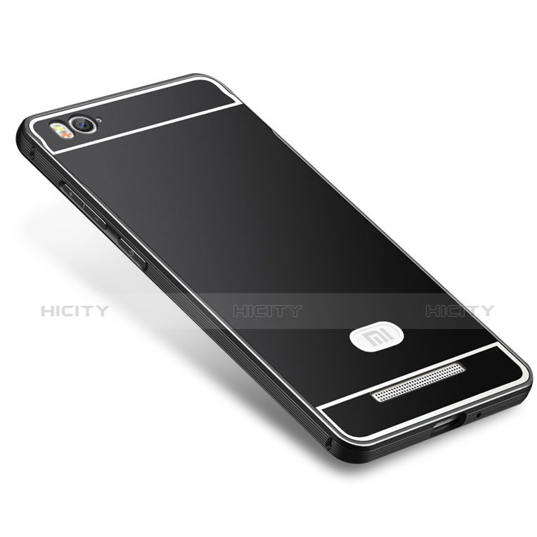 Schutzhülle Luxus Metall Rahmen und Silikon Schutzhülle Tasche M01 für Xiaomi Mi 4i Schwarz Plus