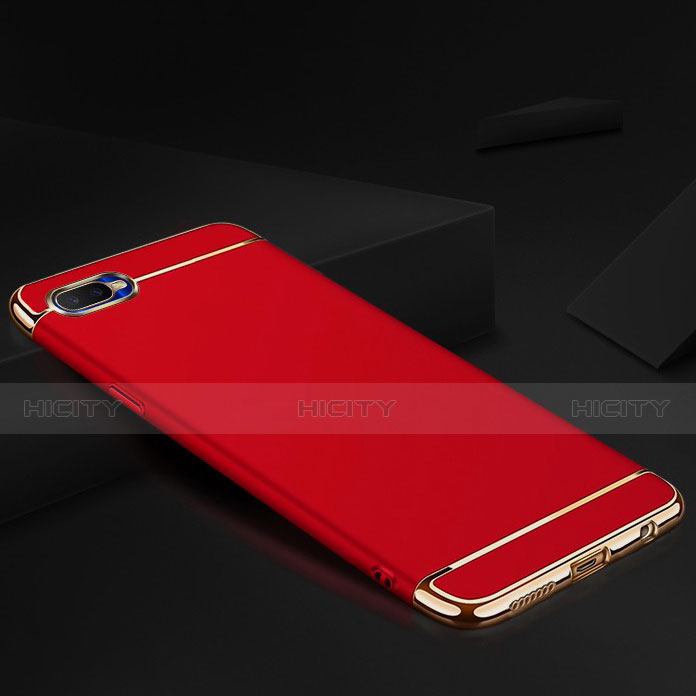 Schutzhülle Luxus Metall Rahmen und Silikon Schutzhülle Tasche M02 für Oppo R15X Rot Plus