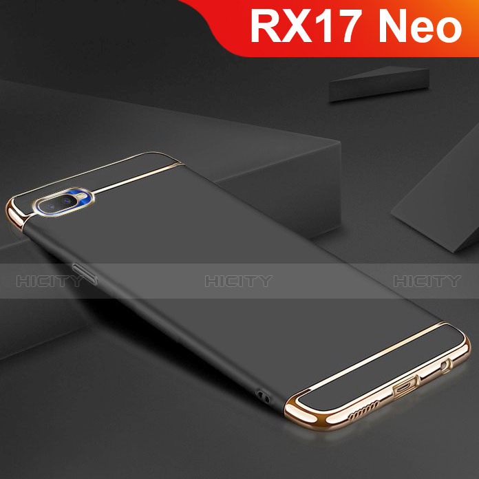 Schutzhülle Luxus Metall Rahmen und Silikon Schutzhülle Tasche M02 für Oppo RX17 Neo Schwarz Plus