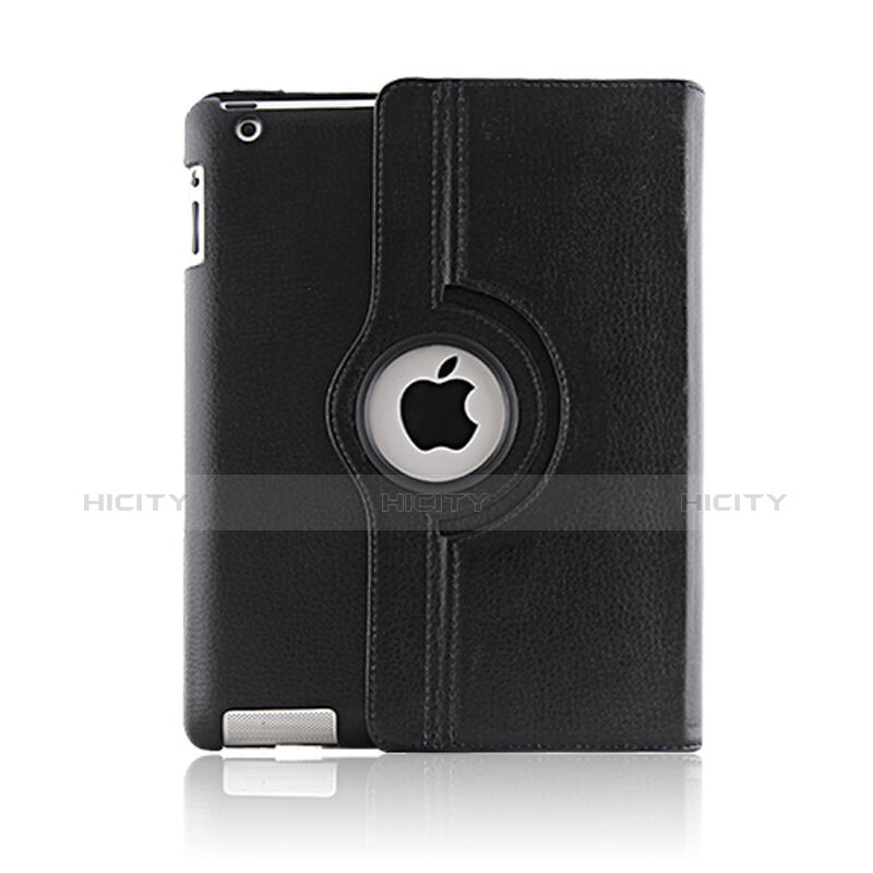Schutzhülle Rotierende Tasche Leder für Apple iPad 2 Schwarz