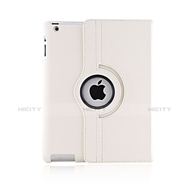 Schutzhülle Rotierende Tasche Leder für Apple iPad 3 Weiß