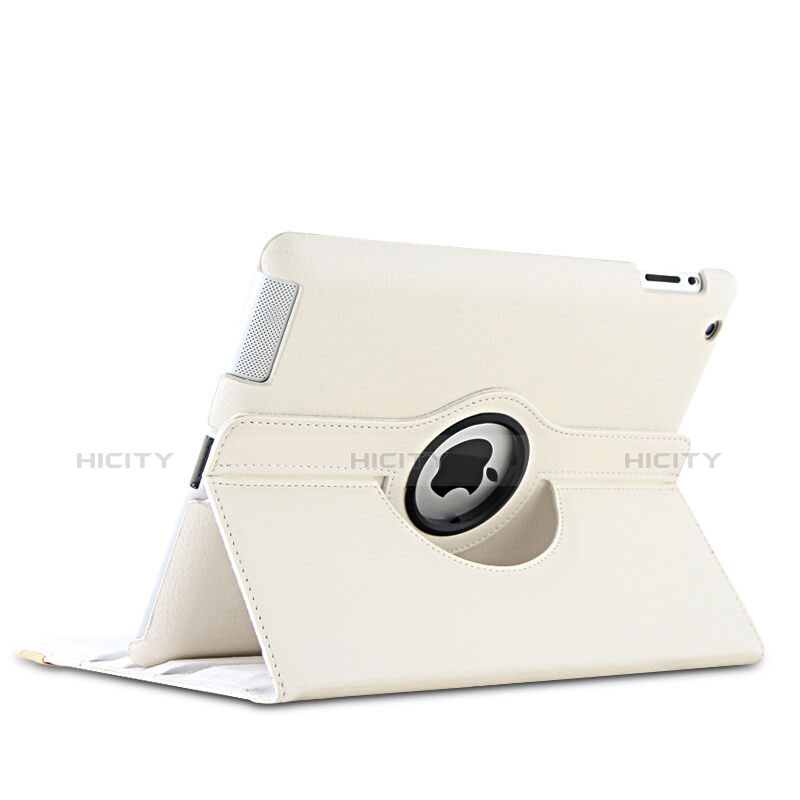 Schutzhülle Rotierende Tasche Leder für Apple iPad 4 Weiß groß