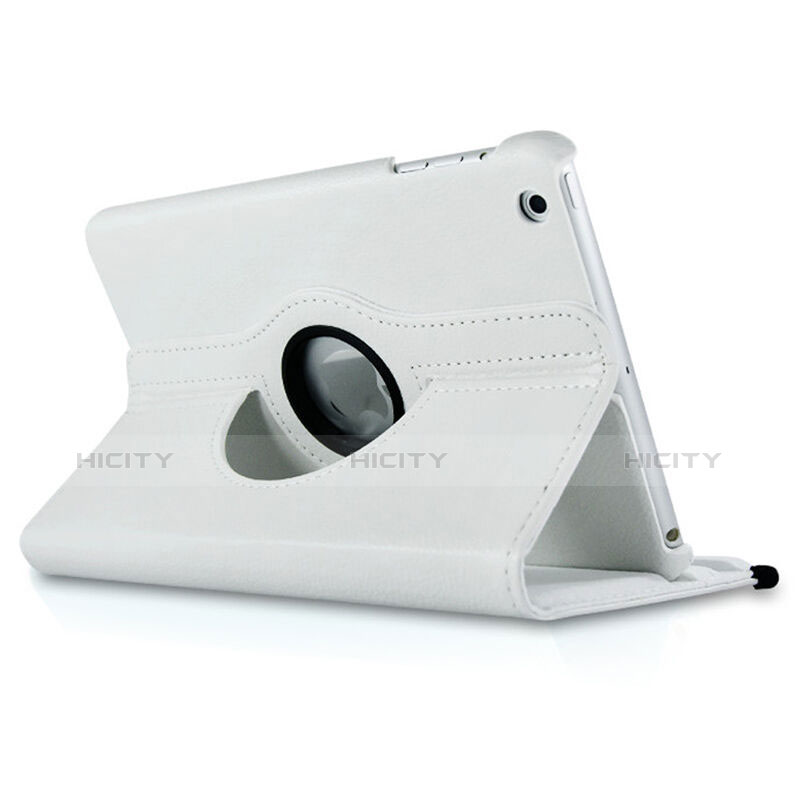 Schutzhülle Rotierende Tasche Leder für Apple iPad Mini Weiß groß