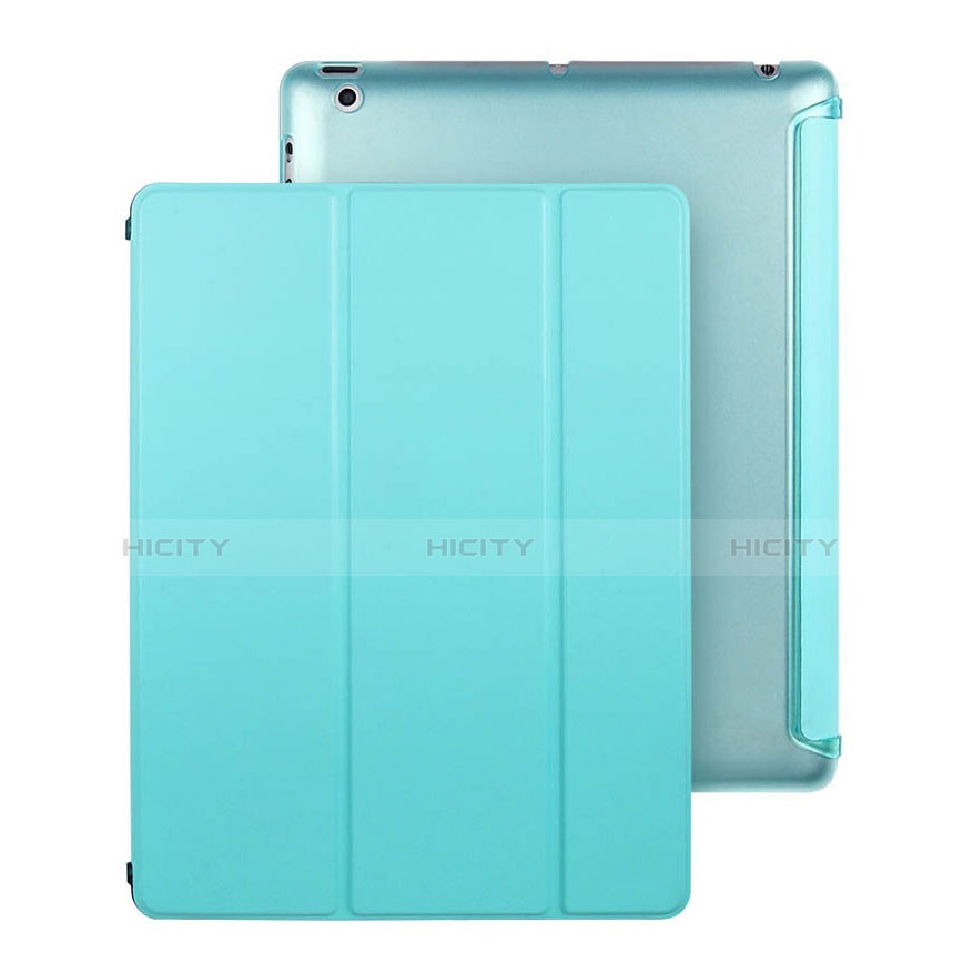 Schutzhülle Stand Tasche Leder für Apple iPad 2 Hellblau Plus