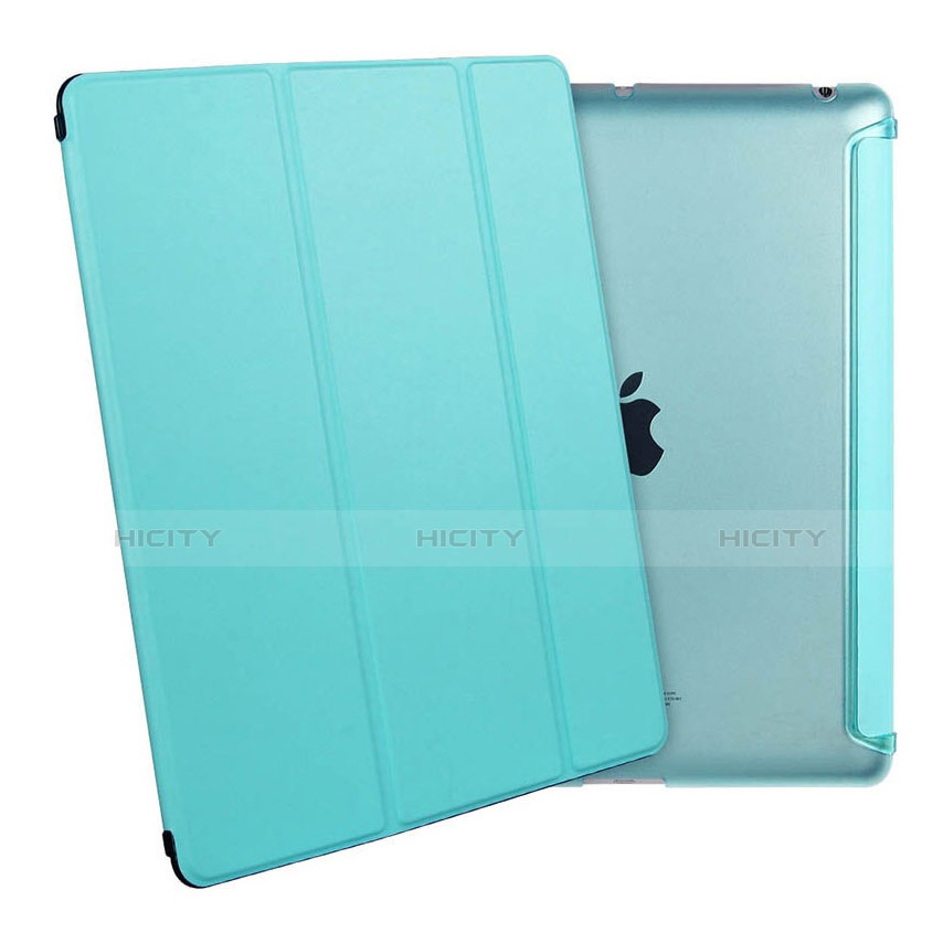 Schutzhülle Stand Tasche Leder für Apple iPad 2 Hellblau groß