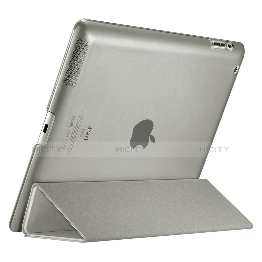 Schutzhülle Stand Tasche Leder für Apple iPad 3 Grau