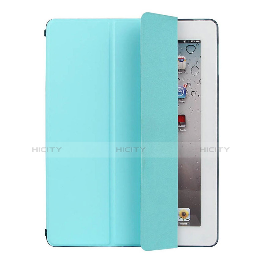 Schutzhülle Stand Tasche Leder für Apple iPad 3 Hellblau groß