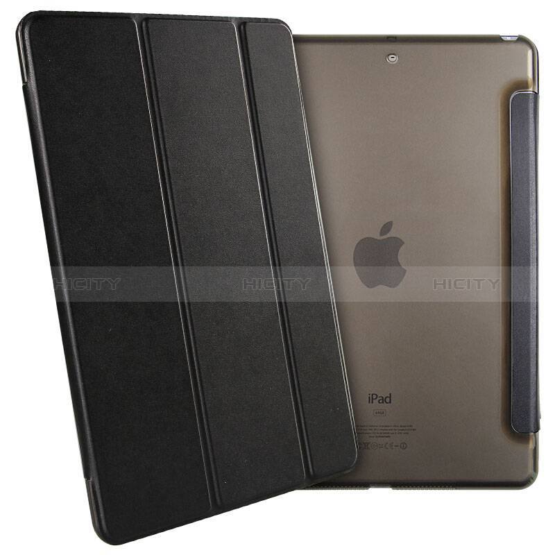 Schutzhülle Stand Tasche Leder für Apple New iPad 9.7 (2018) Schwarz groß