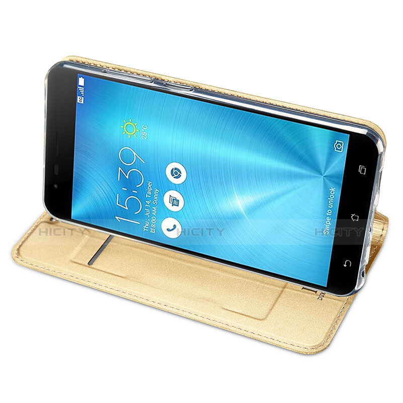Schutzhülle Stand Tasche Leder für Asus Zenfone 3 Zoom Gold groß