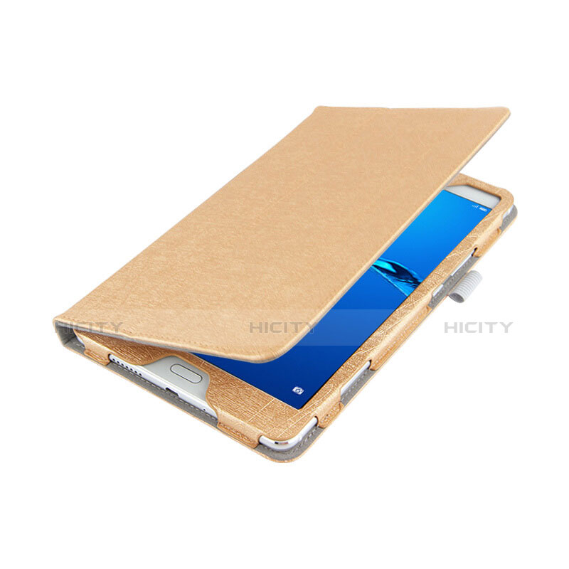 Schutzhülle Stand Tasche Leder für Huawei MediaPad M3 Lite 8.0 CPN-W09 CPN-AL00 Gold groß