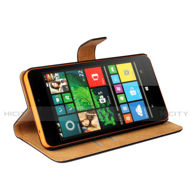 Schutzhülle Stand Tasche Leder für Microsoft Lumia 640 XL Lte Braun