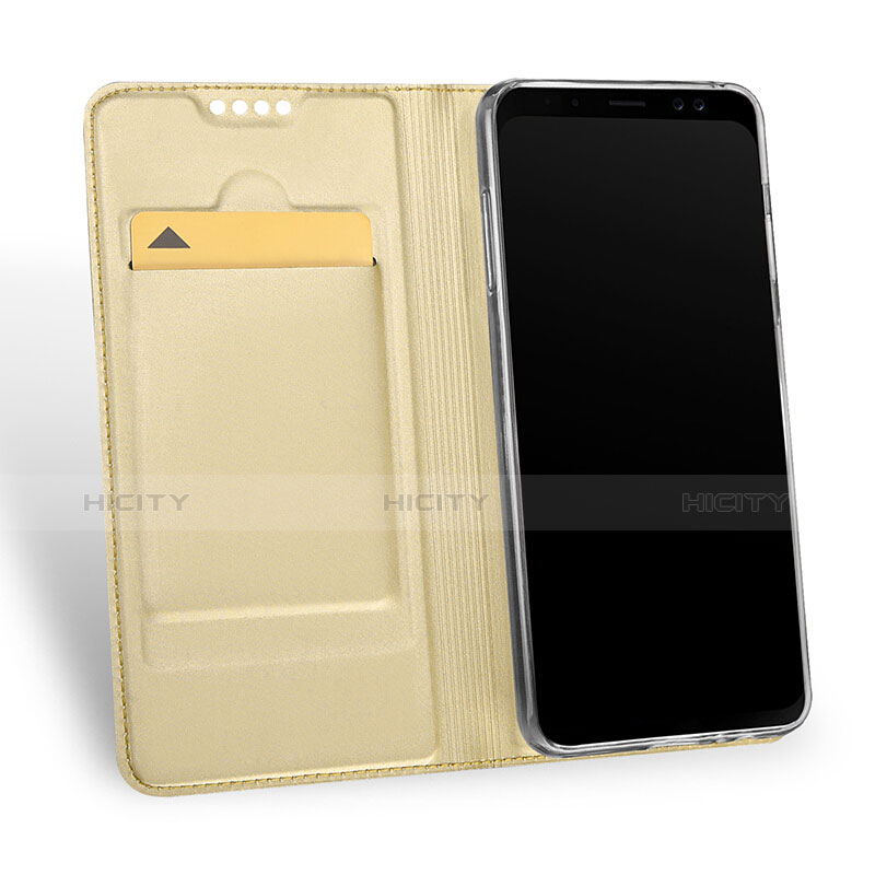 Schutzhülle Stand Tasche Leder für Samsung Galaxy A8 (2018) A530F Gold