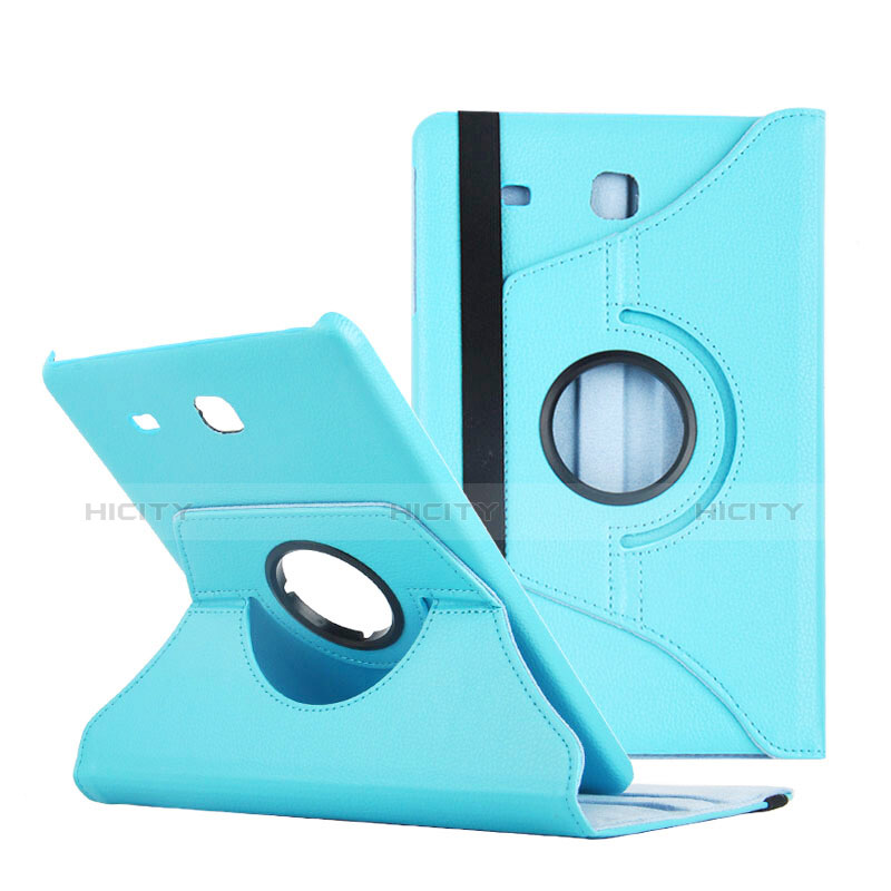 Schutzhülle Stand Tasche Leder für Samsung Galaxy Tab E 9.6 T560 T561 Blau Plus