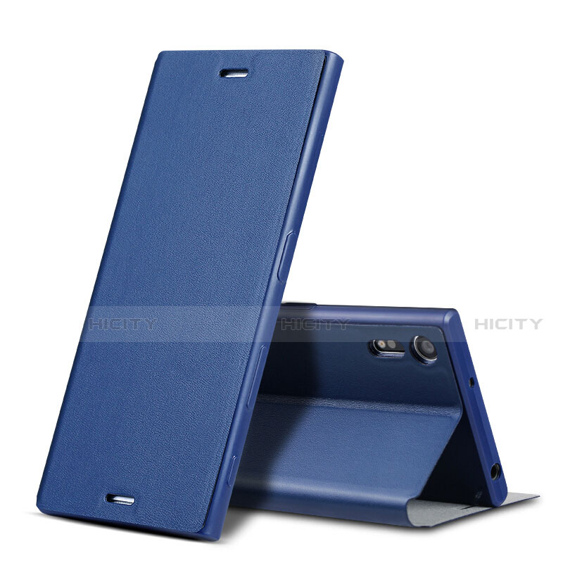 Schutzhülle Stand Tasche Leder für Sony Xperia XZ Blau