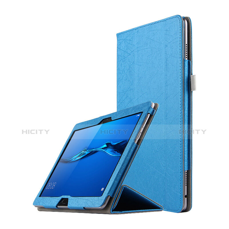 Schutzhülle Stand Tasche Leder L01 für Huawei MediaPad M3 Lite 10.1 BAH-W09 Blau groß