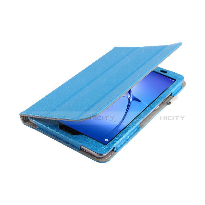 Schutzhülle Stand Tasche Leder L01 für Huawei MediaPad T3 8.0 KOB-W09 KOB-L09 Hellblau groß