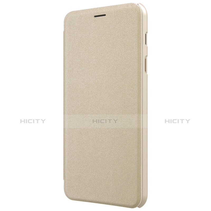 Schutzhülle Stand Tasche Leder L01 für Samsung Galaxy J7 Plus Gold groß