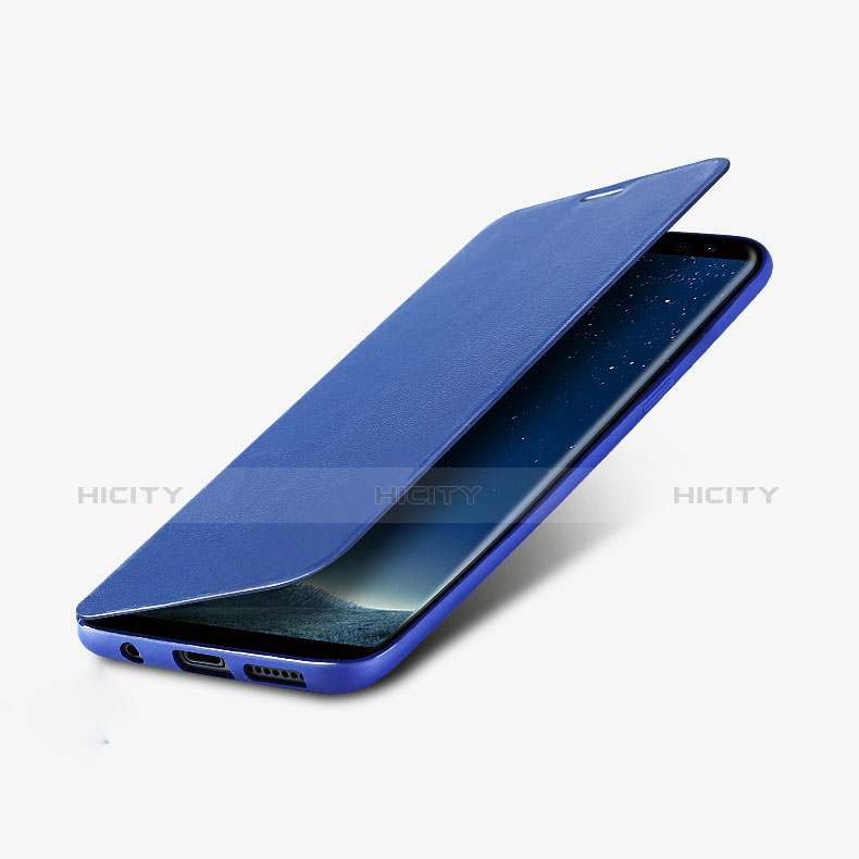 Schutzhülle Stand Tasche Leder L02 für Samsung Galaxy S8 Blau