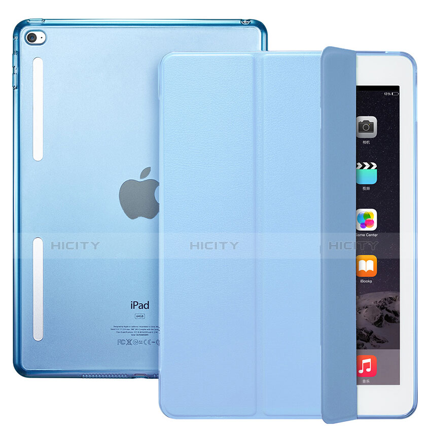 Schutzhülle Stand Tasche Leder L06 für Apple iPad Mini 4 Hellblau Plus