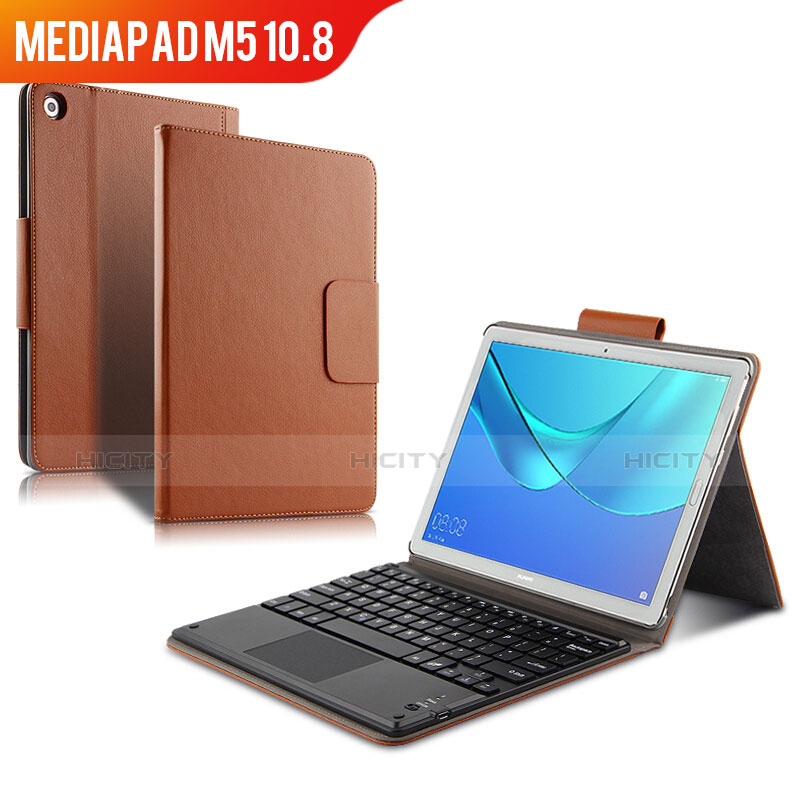 Schutzhülle Stand Tasche Leder mit Tastatur für Huawei MediaPad M5 10.8 Braun Plus