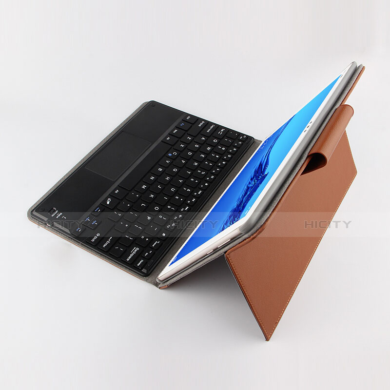 Schutzhülle Stand Tasche Leder mit Tastatur für Huawei MediaPad M5 Lite 10.1 Braun groß