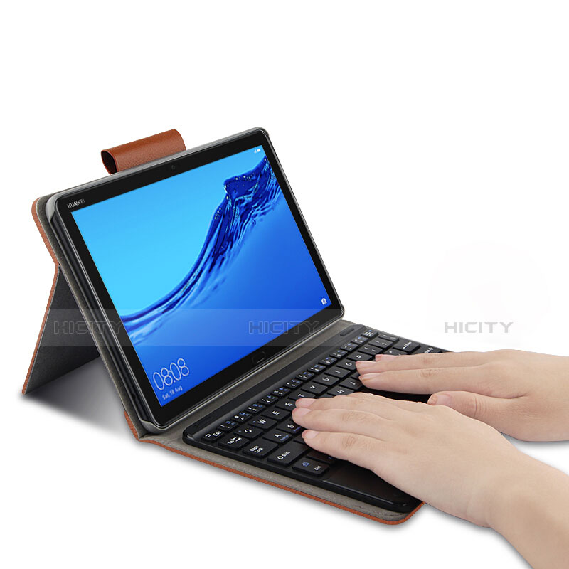 Schutzhülle Stand Tasche Leder mit Tastatur für Huawei MediaPad M5 Lite 10.1 Braun