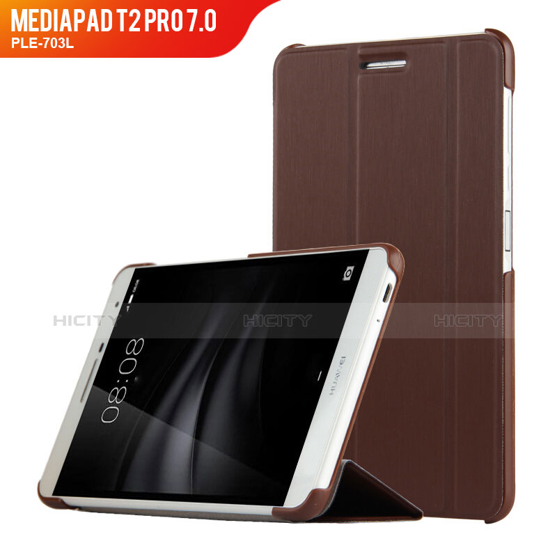 Schutzhülle Stand Tasche Leder R01 für Huawei MediaPad T2 Pro 7.0 PLE-703L Braun