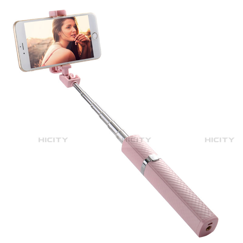 Selfie Stick Stange Stativ Bluetooth Teleskop Universal T19 Rosa groß