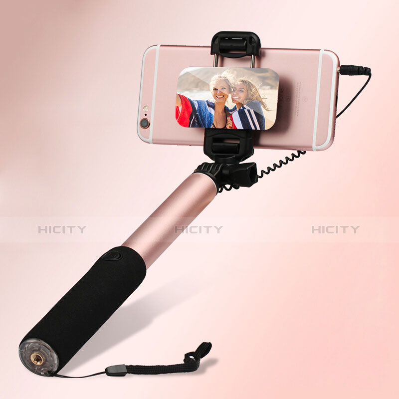 Selfie Stick Stange Verdrahtet Teleskop Universal S08 Rosegold groß