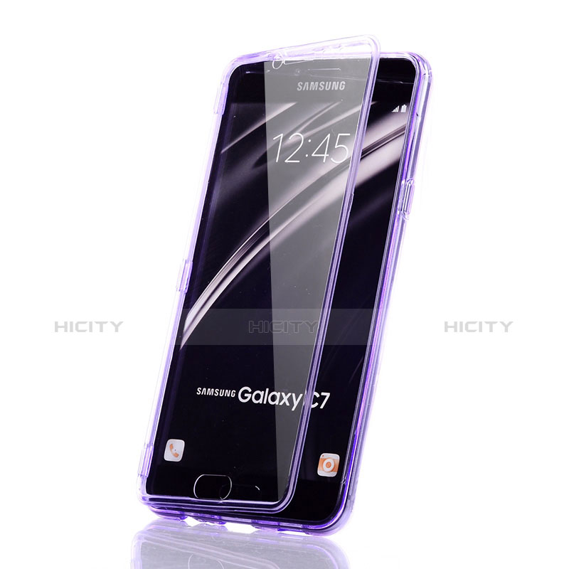 Silikon Hülle Flip Schutzhülle Durchsichtig Transparent für Samsung Galaxy C5 SM-C5000 Violett Plus