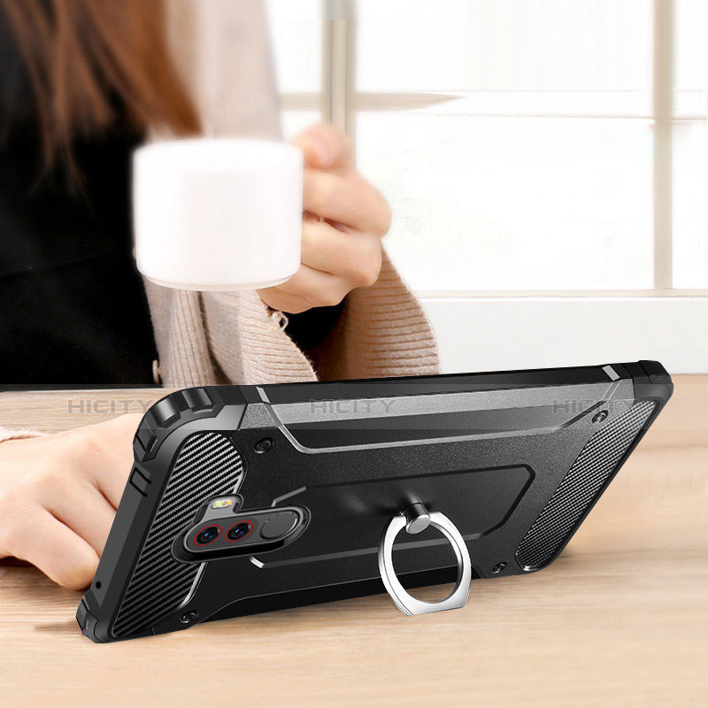 Silikon Hülle Gummi Schutzhülle Matt für Xiaomi Pocophone F1 Schwarz groß