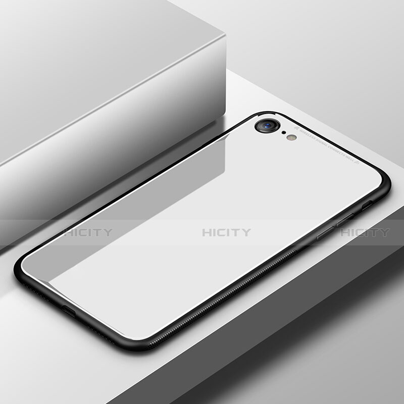 Silikon Hülle Gummi Schutzhülle Spiegel für Apple iPhone SE (2020) Weiß