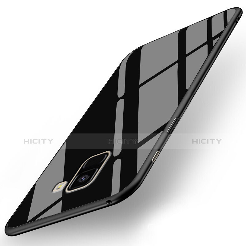 Silikon Hülle Gummi Schutzhülle Spiegel für Samsung Galaxy A8+ A8 Plus (2018) A730F Schwarz Plus