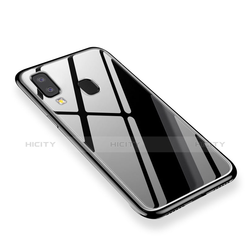 Silikon Hülle Gummi Schutzhülle Spiegel für Samsung Galaxy A9 Star SM-G8850 Schwarz groß