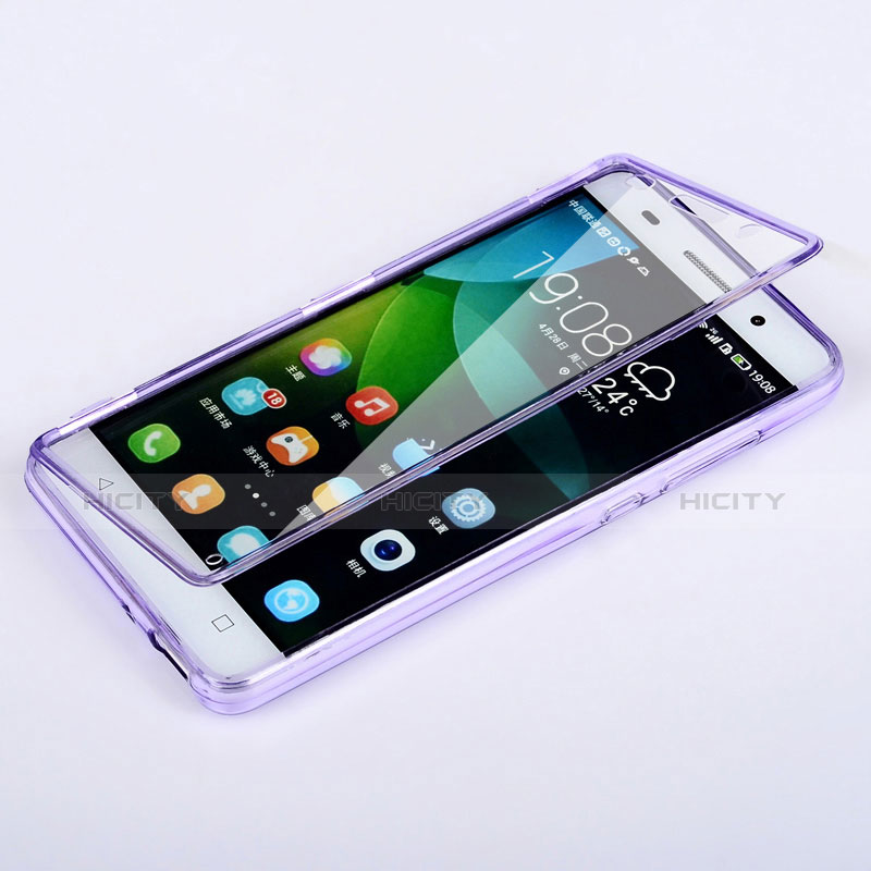 Silikon Hülle Handyhülle Flip Schutzhülle Durchsichtig Transparent für Huawei G Play Mini Violett Plus