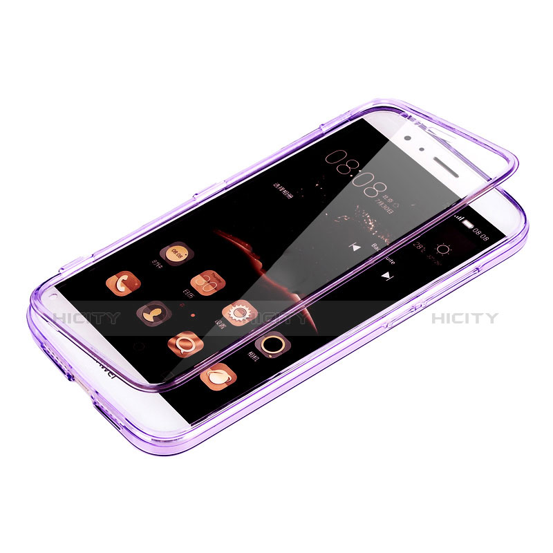 Silikon Hülle Handyhülle Flip Schutzhülle Durchsichtig Transparent für Huawei G8 Violett Plus