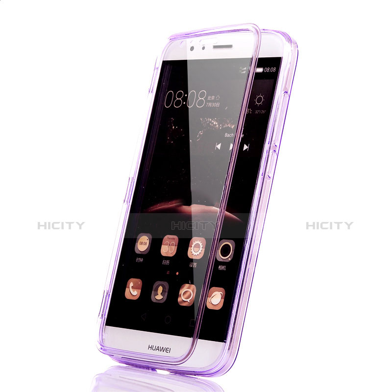 Silikon Hülle Handyhülle Flip Schutzhülle Durchsichtig Transparent für Huawei G8 Violett groß