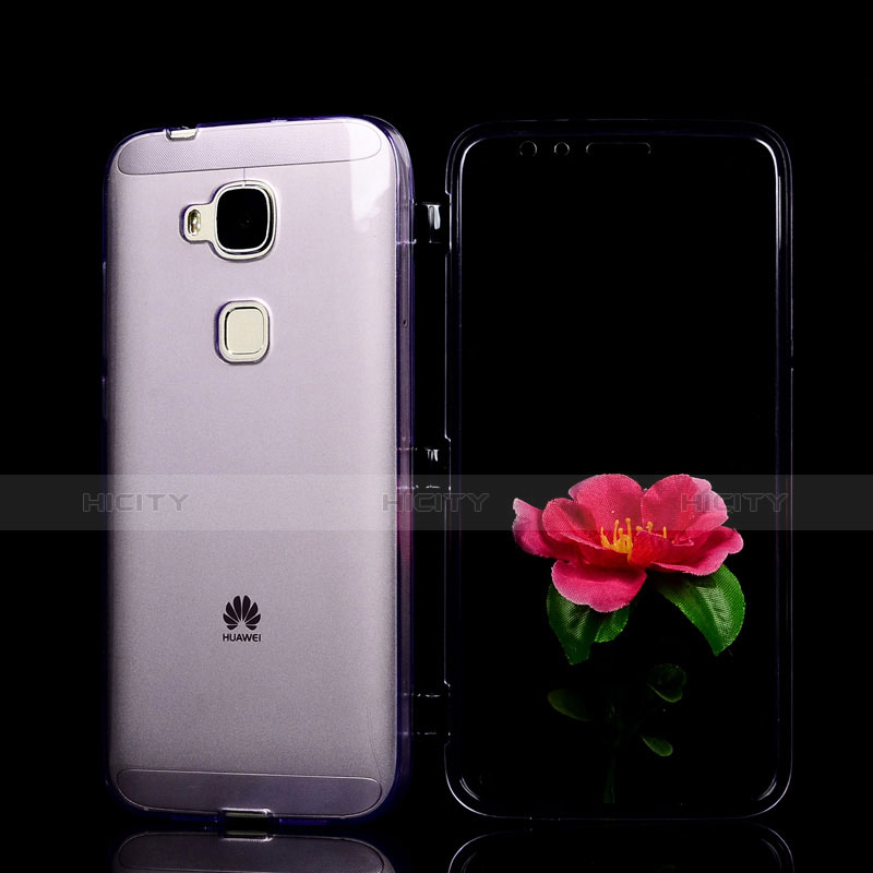 Silikon Hülle Handyhülle Flip Schutzhülle Durchsichtig Transparent für Huawei G8 Violett groß