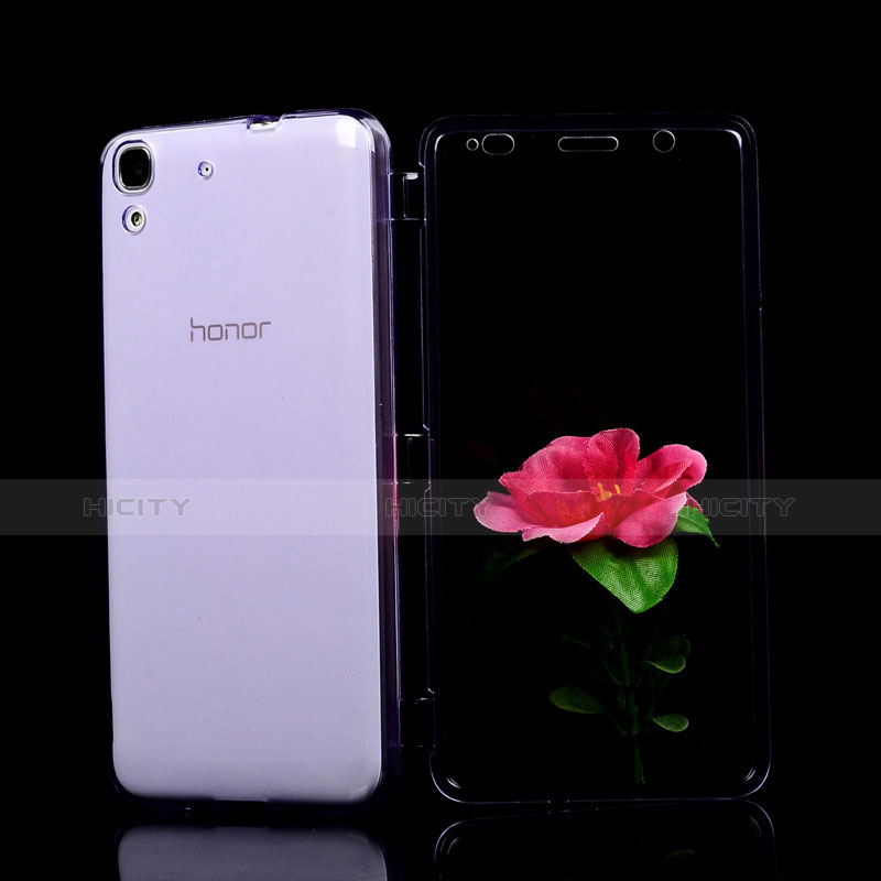 Silikon Hülle Handyhülle Flip Schutzhülle Durchsichtig Transparent für Huawei Honor 4A Violett