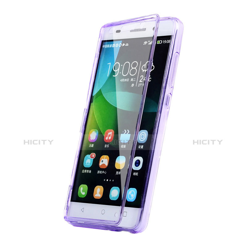 Silikon Hülle Handyhülle Flip Schutzhülle Durchsichtig Transparent für Huawei Honor 4C Violett groß