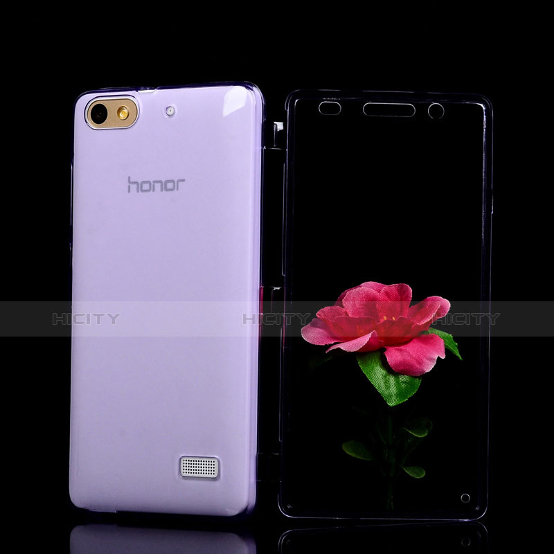 Silikon Hülle Handyhülle Flip Schutzhülle Durchsichtig Transparent für Huawei Honor 4C Violett groß