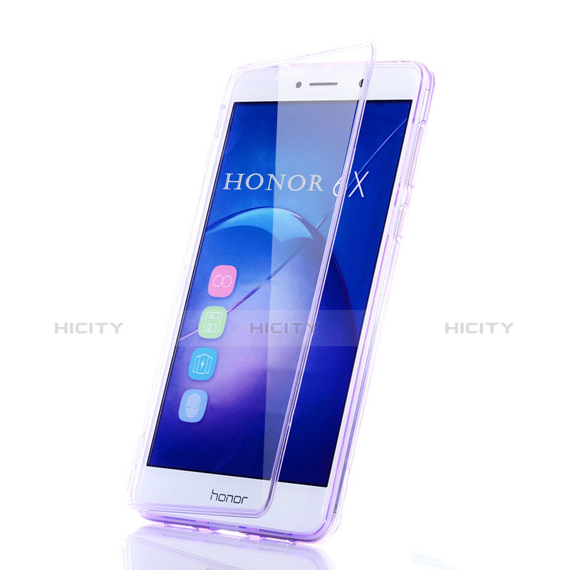 Silikon Hülle Handyhülle Flip Schutzhülle Durchsichtig Transparent für Huawei Mate 9 Lite Violett
