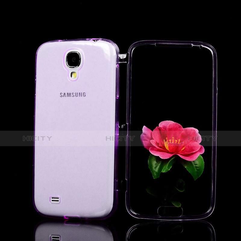 Silikon Hülle Handyhülle Flip Schutzhülle Durchsichtig Transparent für Samsung Galaxy S4 i9500 i9505 Violett groß